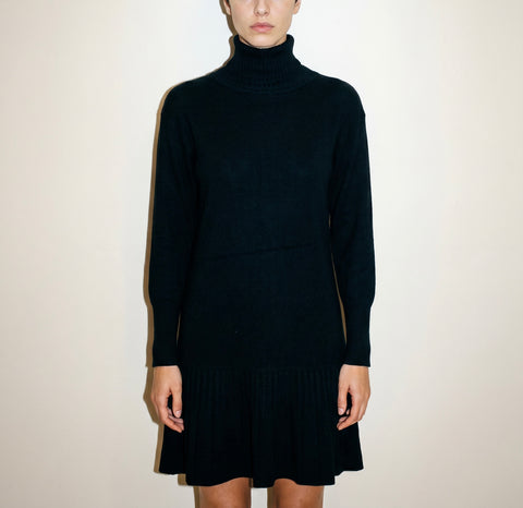 Vintage Black Turtleneck Peplum Sweater dress