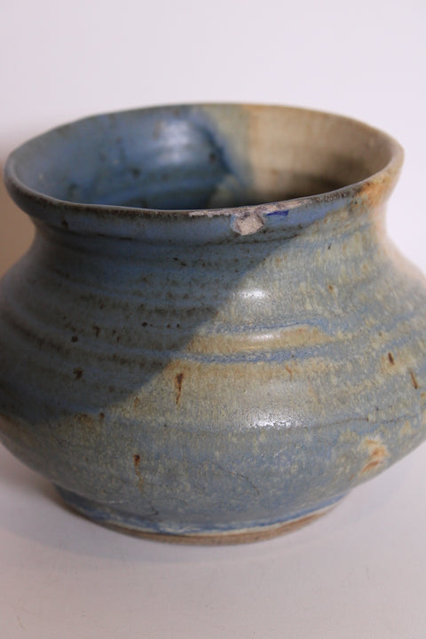 Vintage Blue Gray Studio Pottery Bowl Vase