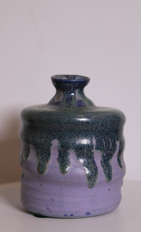 Signed Ramirez Lavender Drip Glaze Studio Pottery Bottle Vase