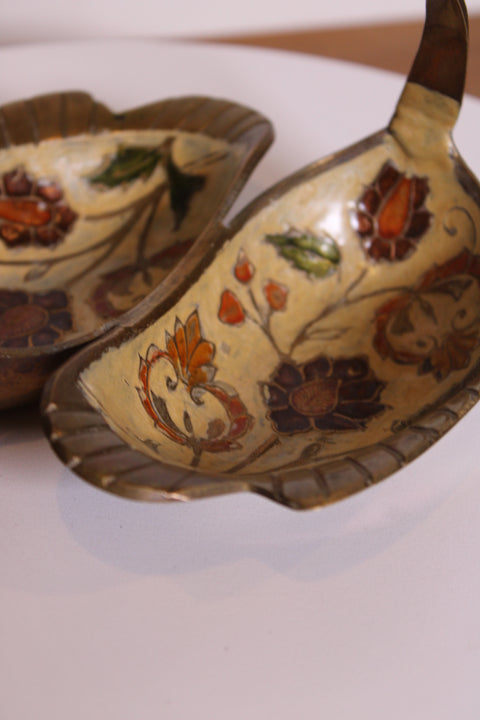 Vintage Brass and Enamel Serving Set