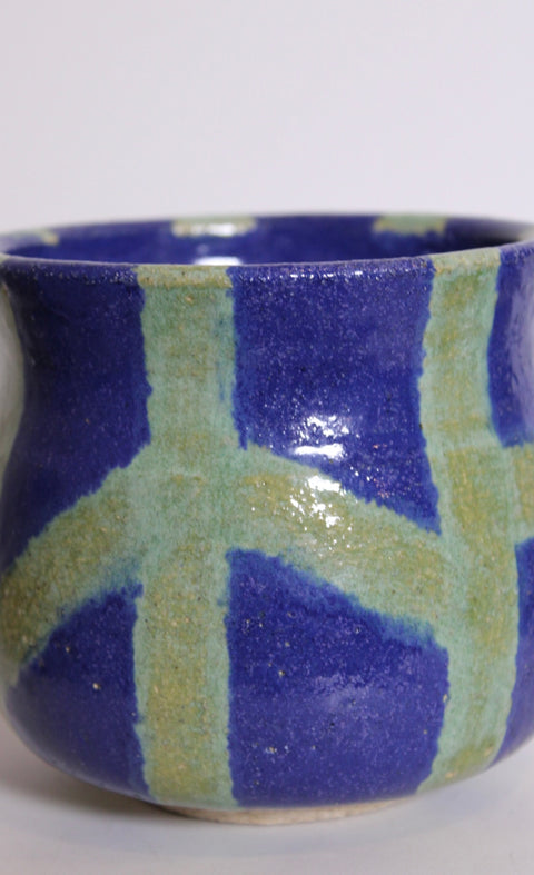 Blue Green Geometric Studio Pottery Bowl