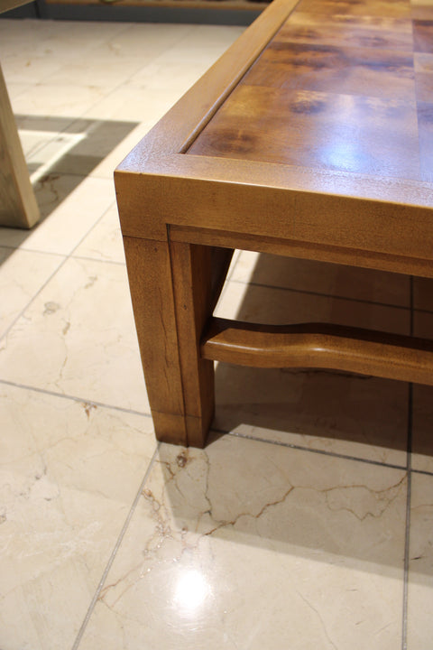 Vintage Parquet Burl Wood Coffee Table