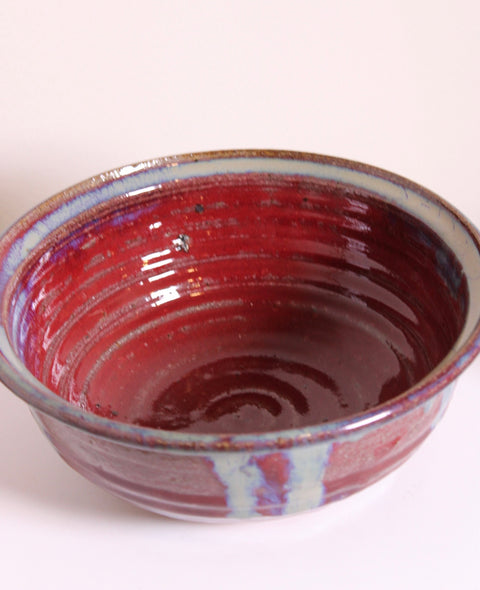 more pictures Large Oxblood + Blue Studio Pottery Bowl
