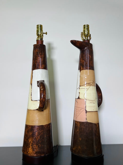 “Edmund Ronaky” Jaru Pottery California Table Lamps (Pairs)