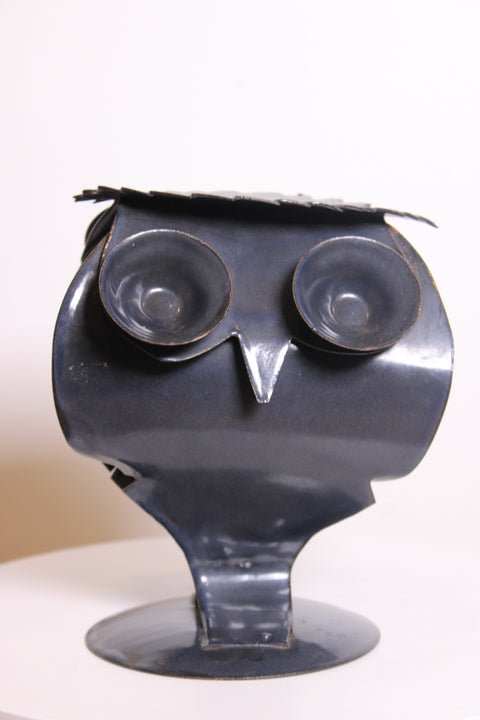 Black Owl Metal Footed Bowl