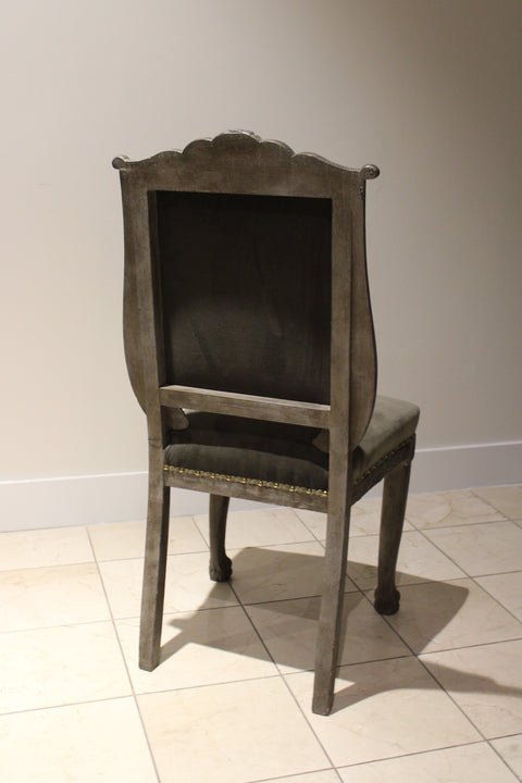 Vintage Carved Suede Side Chairs (Pair) | French Style Accent Chairs