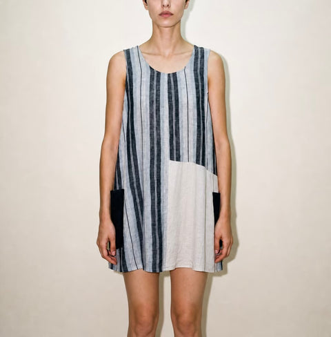 FOIL Blue and White Striped Sleeveless Tunic — product detail