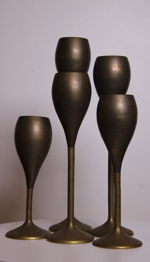 Set of Five Brass Goblets