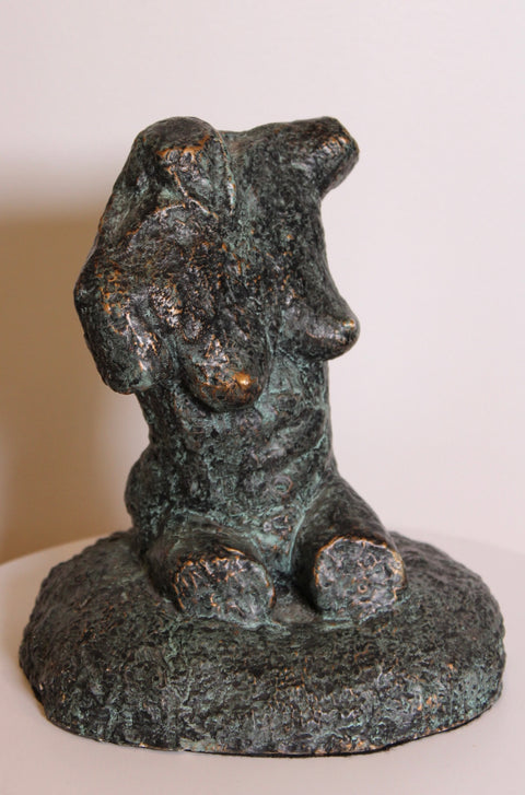 Vintage Brutalist Nude Female Bronze Sculpture Modernist Figurative Art