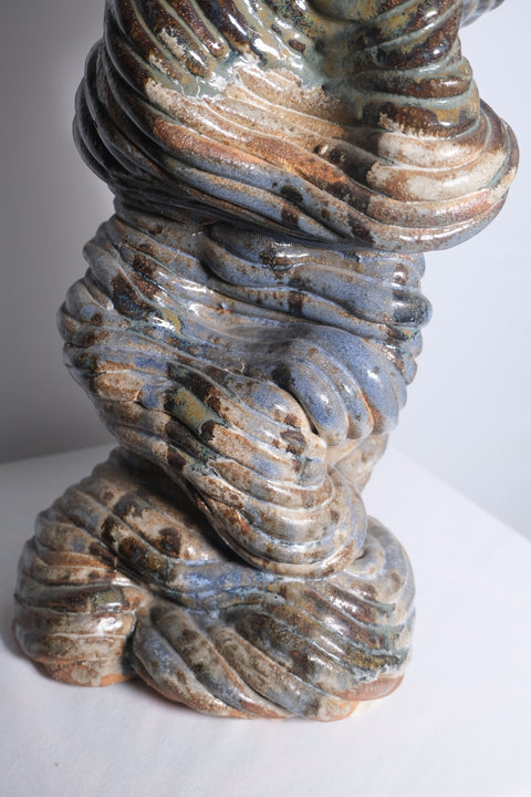Vintage Enigmatic Blue/Brown Coil Vase