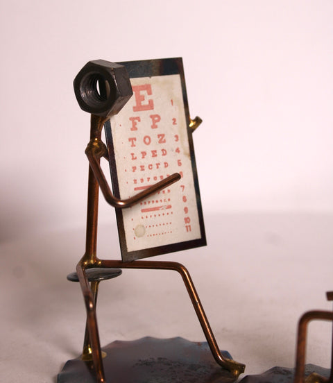 Miniature Metal Eye Exam Sculpture