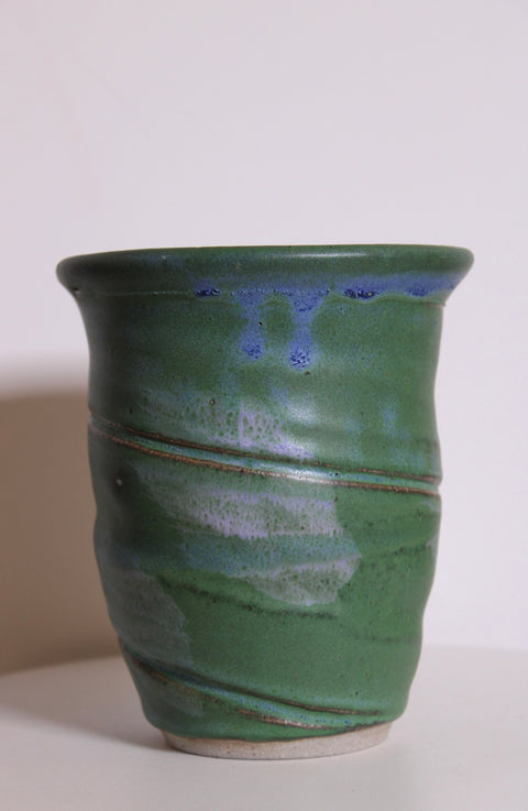 Signed Green Studio Pottery Tumbler | Hand-Thrown Ceramic Cup