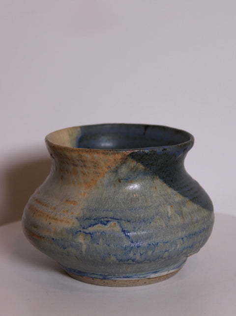 Vintage Blue Gray Studio Pottery Bowl Vase