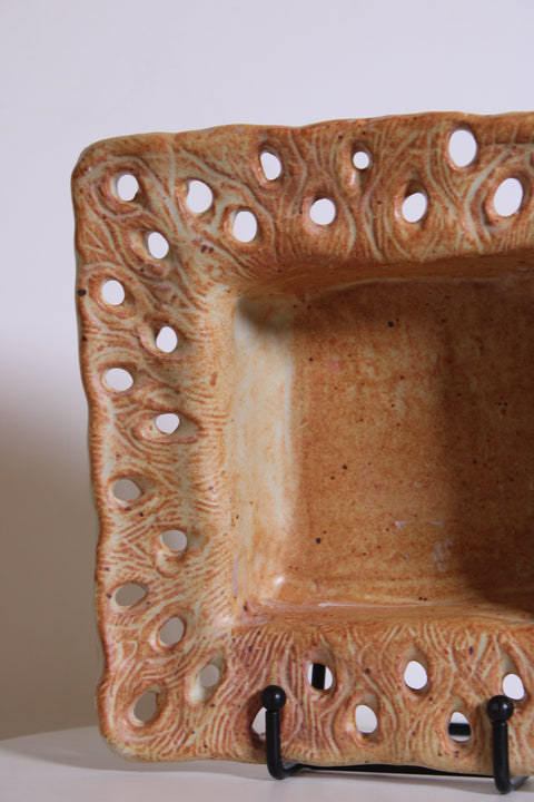 Handcrafted Pierced Studio Pottery Catchall Dish | Ceramic Tray