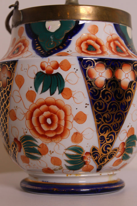 Imari Style Biscuit Jar with Brass Lid