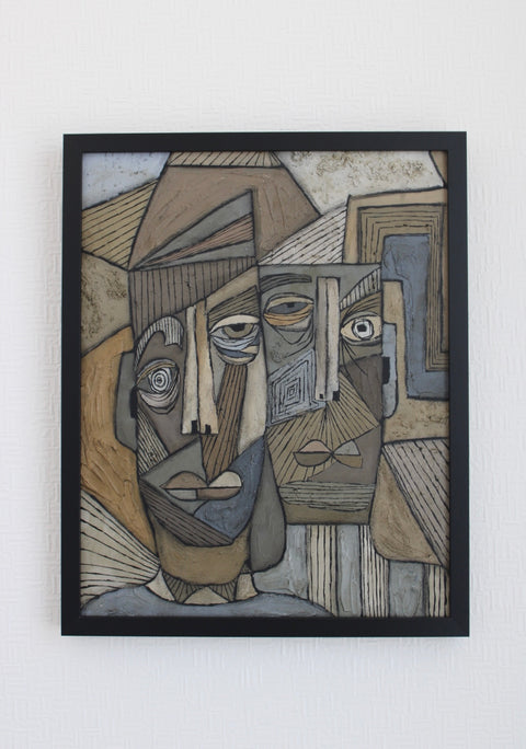 Angela Dickerson Neutral Pair Original Framed Artwork