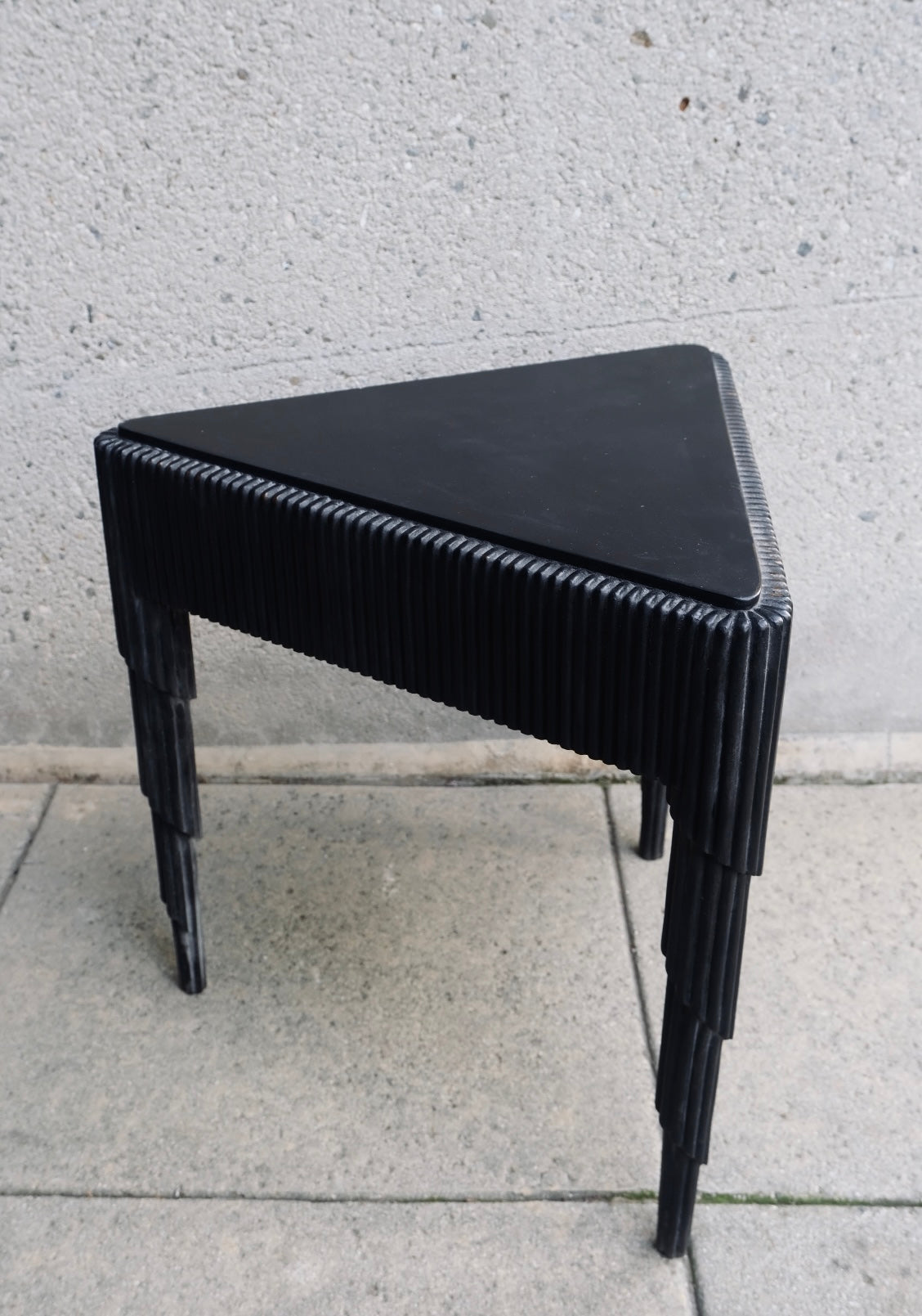 Black Small Fluted Carved Side Table (Vintage) (SOLD)
