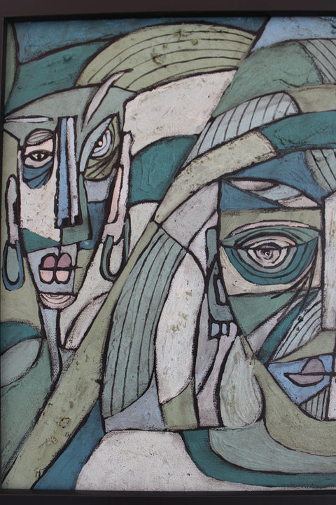 Angela Dickerson Hidden Faces Original Framed Artwork