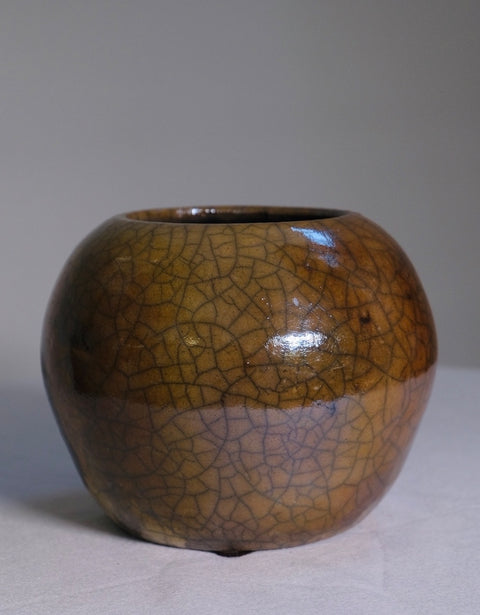 Vintage “MJA” Gold/Brown Raku Studio Pot