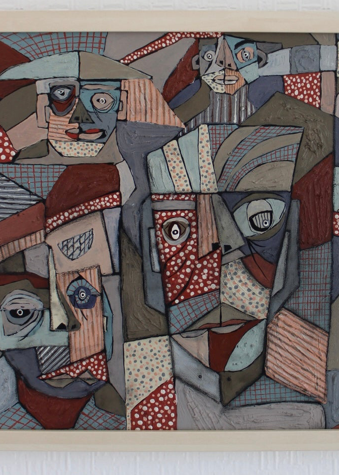 Angela Dickerson Gathered Faces Original Framed Artwork