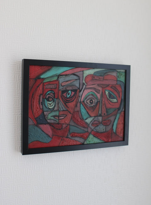 Angela Dickerson Crimson Dialogue Original Framed Artwork