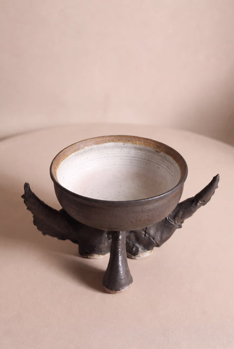 Vintage Brutalist Ceramic Abstract Sculpture Bowl| Modernist Art