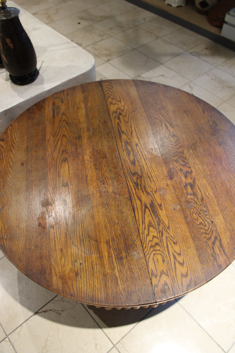 Vintage Oval Reeded Wood Coffee Table