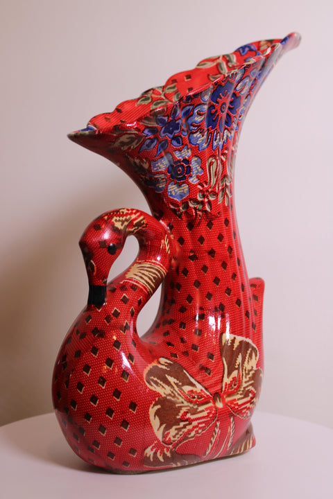 Mackenzie Childs Style Swan Vase
