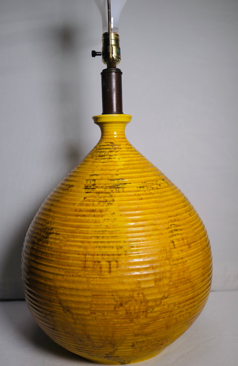 Vintage Yellow Glazed MCM Lamp