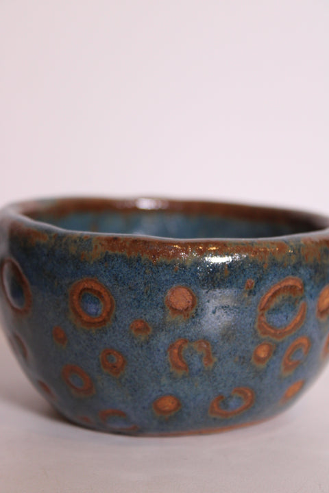 Blue Orange Ring Studio Pottery Bowl