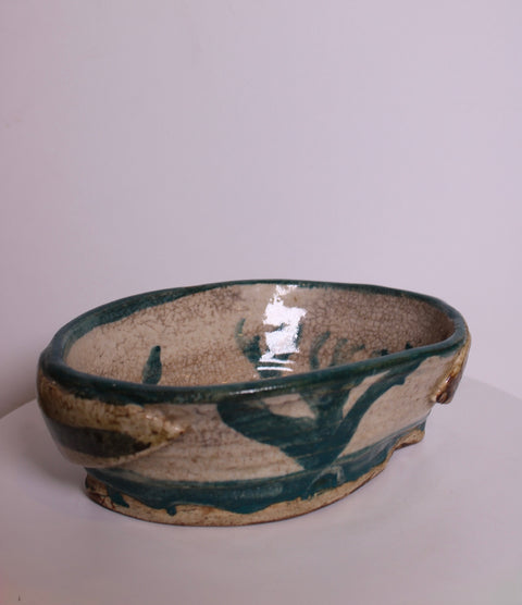 Organic Blue Botanical Studio Pottery Dish