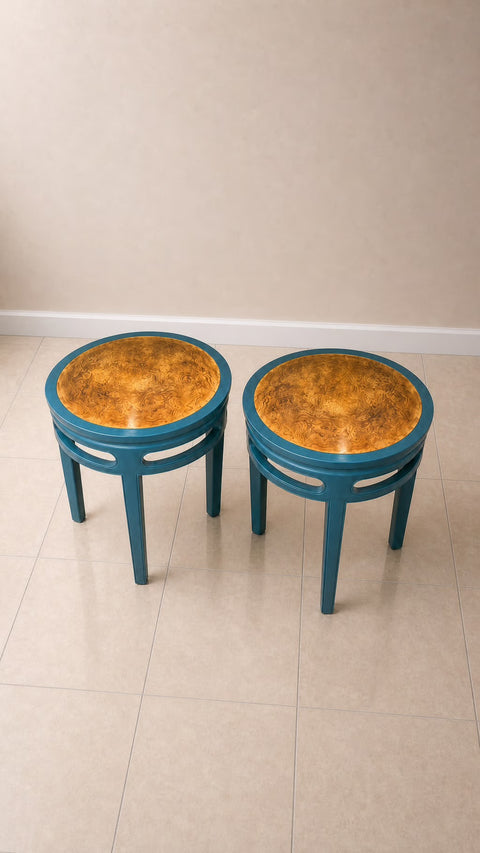 Pair Baker Teal Side Tables