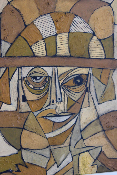 Angela Dickerson Ochre Mask Original Framed Artwork