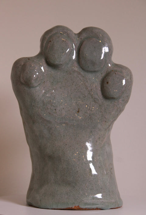 Gray Ceramic Paw Sculpture