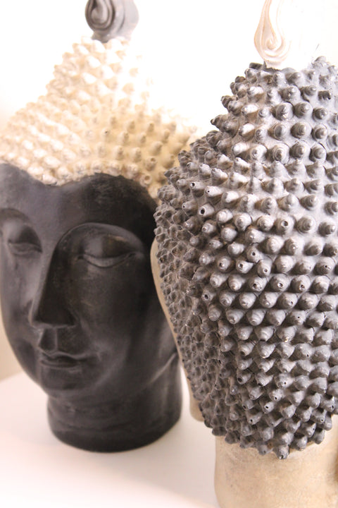 Pair Contemporary Buddha Head Sculptures