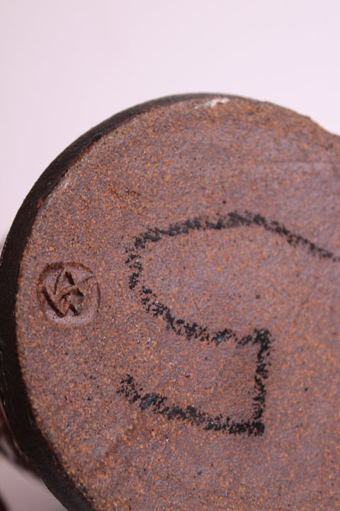 Blue and Red Signed Studio Pottery Bottle