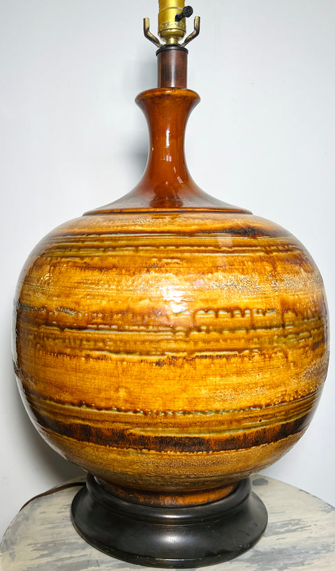 Orange MCM Large Bulbous Drip Table Lamp