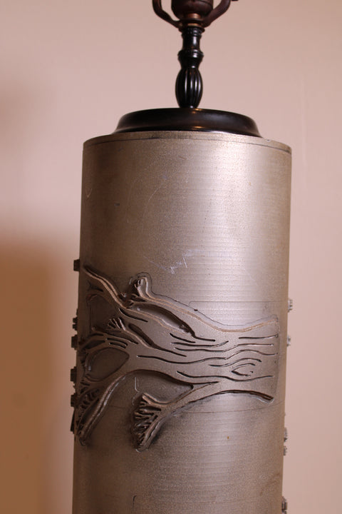 Antique Wallpaper Printing Roller Lamp – Silver Relief