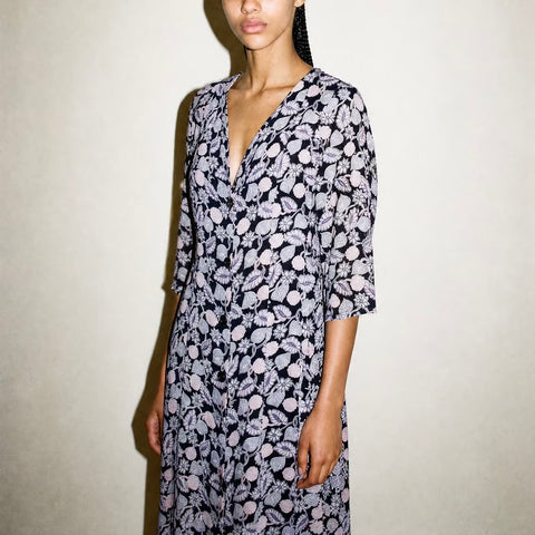 Vintage Black Floral Button-Front Dress — product detail