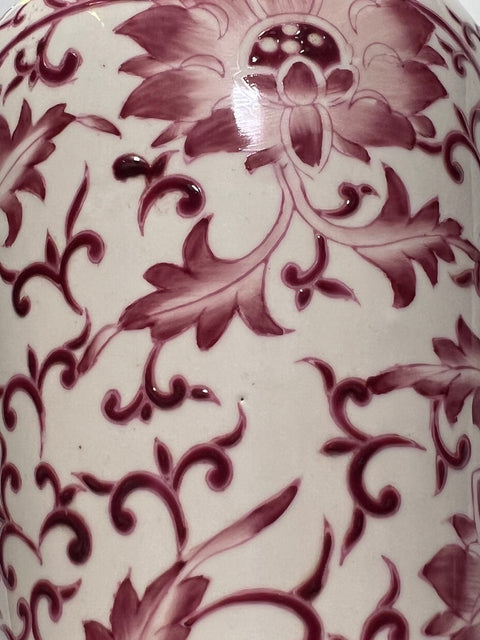 Antique English Porcelain Floral Table Lamp