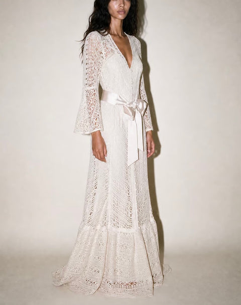 Vintage Ivory Crochet Lace Dress — product detail