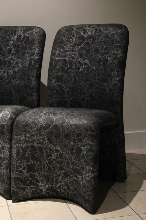 Pair of Postmodern Waterfall Dining Chairs in Marbleized Upholstery