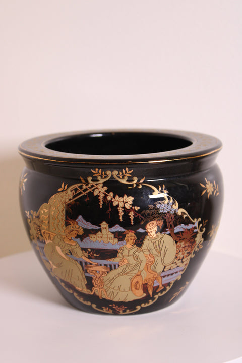 Chinoiserie Black Cachepot Planter