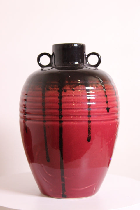 Mid Century Modern Drip Glaze Amphora Vase