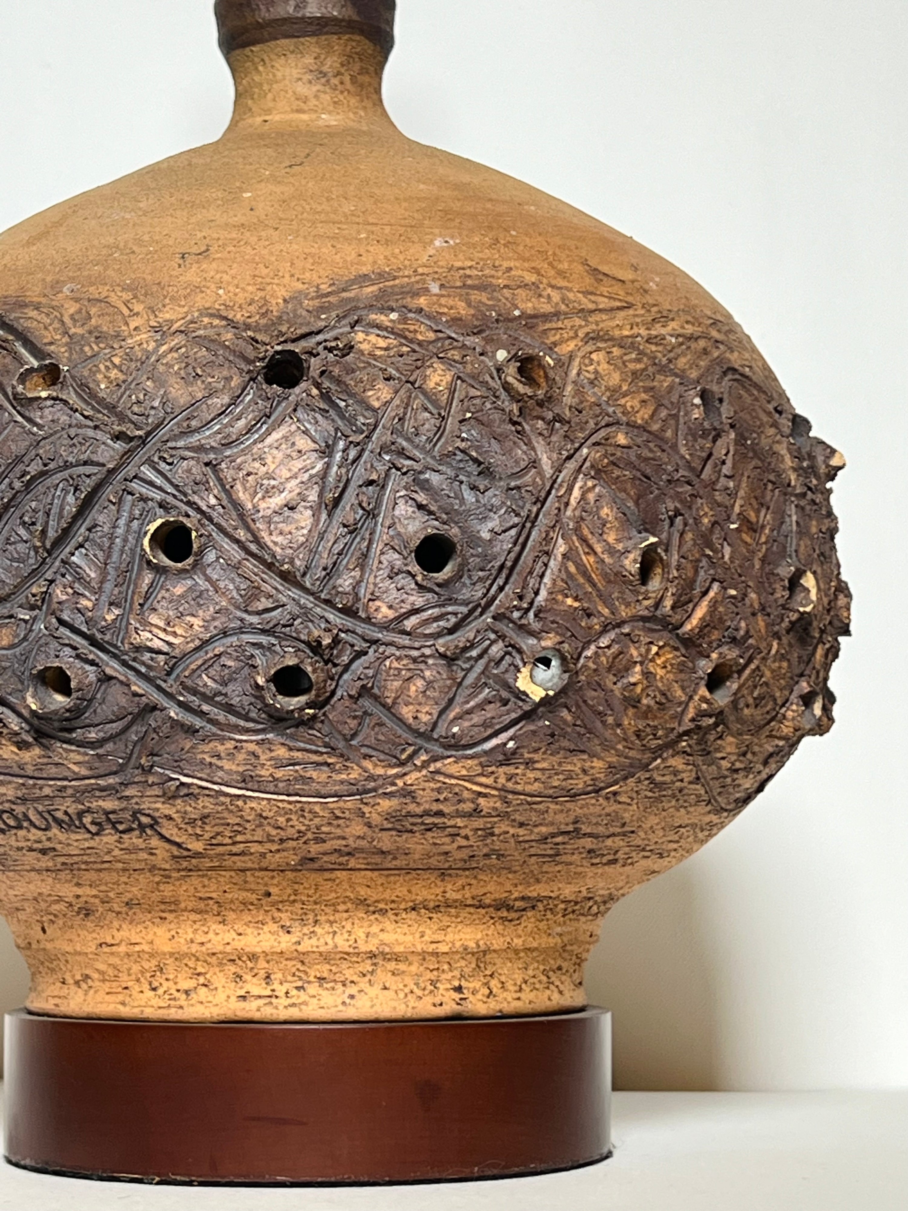 MCM Rough Table Lamp In The Manor Of “Peter Voulkos” (Vintage)