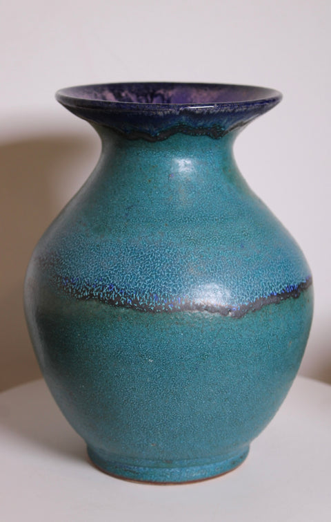 Turquoise and Cobalt Studio Pottery Vase