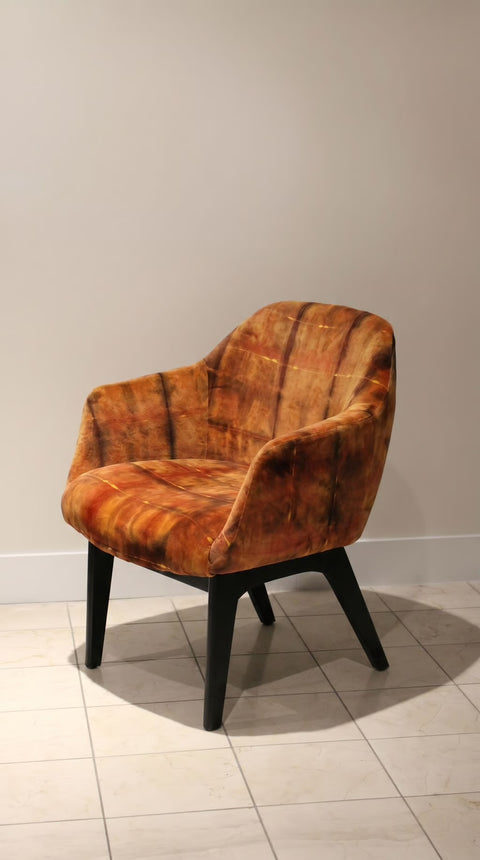 Rust Orange Hand Dyed Accent Vintage Mcm Chair