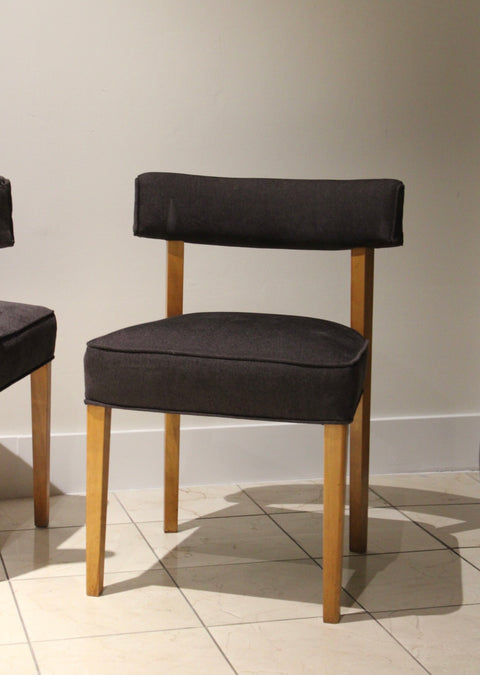 Vintage Postmodern Dining Chairs Set of 4 | Upholstered Side Chairs with Oak Legs
