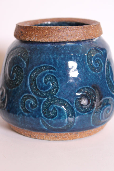 Vintage Blue Spiral Studio Pottery Planter