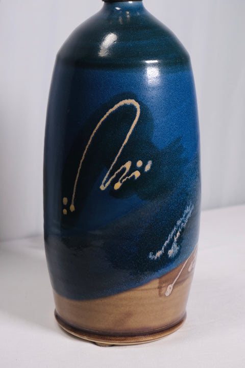 Blue MCM Studio Pottery Table Lamp